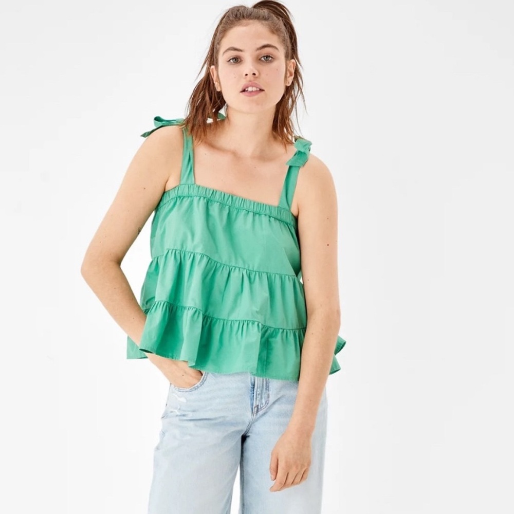 American Eagle Outfitters white Tiered bow tie Tank Top